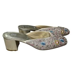 Fizzy Goblet x Payal Singhal Embellished Silver Block Heels mules NEW Size 40